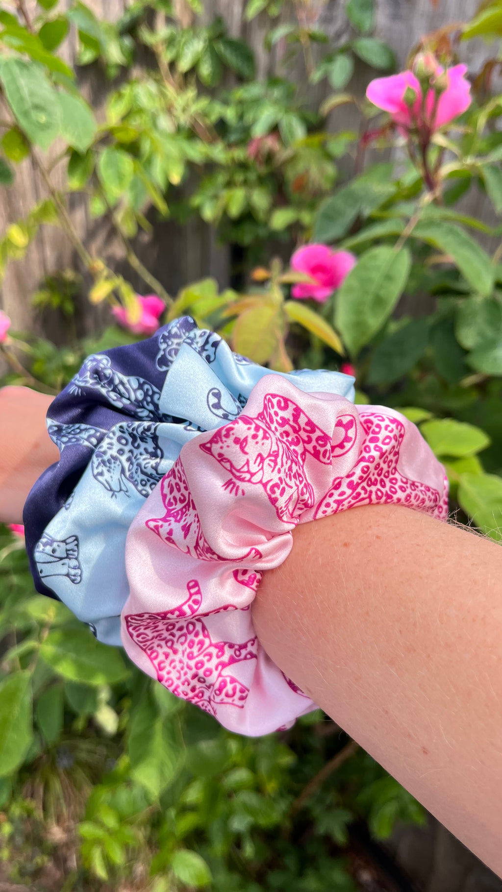 Leopard Print Pure Silk - Large Silk Scrunchie Gift Set (3)