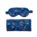 Tropical Tiger silk eye mask and matching travel case on a white background