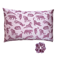 Pink Leopard Print Pure Mulberry Silk Pillowcase and Scrunchie